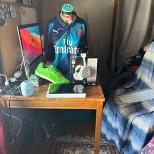 Puma Arsenal Blue and Green Jersey  game kit matching shoes. Men’s